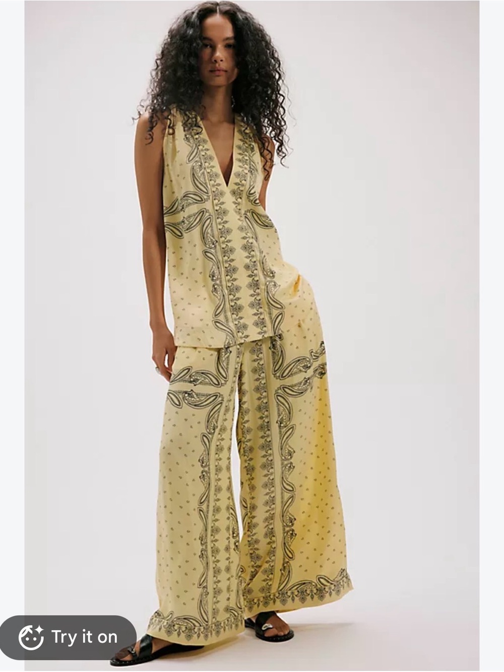 Free People Soliel Pant Set in Butter Combo